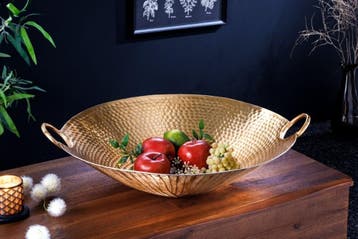 Handgemaakte decoratieve kom ORIENT 55cm goudkleurig metaal, Huis en Inrichting, Woonaccessoires | Overige, Ophalen of Verzenden