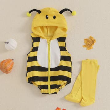 Schattig Baby Bijen Kostuum Romper met Muts en Sokken - Pasg, Verzenden, Nieuw