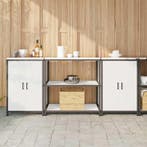 vidaXL Keukenopslag set met plank 3 pcs Wit Koudgewalst, Verzenden, Nieuw, Wit