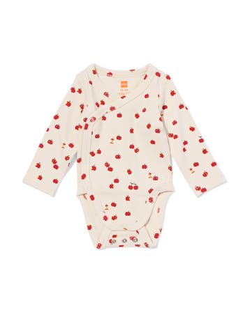 HEMA Babyromper rib fruit ecru, Verzenden, Nieuw