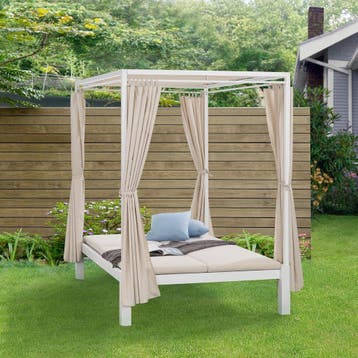 Dubbel Ligbed / Loungebed Kreta - Beige / Wit, Verzenden, Nieuw