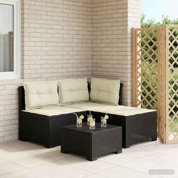 vidaXL 3-zits tuinbank met kussens in rattanlook PP, Verzenden, Nieuw