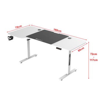 Game bureau Stryn zit sta elektrisch 160x60/75x72-117 cm wit, Verzenden, Nieuw