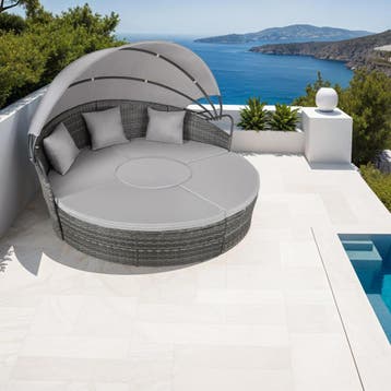 Wicker zonne-eiland Santorini - grijs, Tuin en Terras, Verzenden, Nieuw