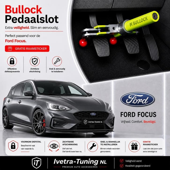Pedaalslot Ford Focus | Beveiliging Ford Focus, Auto diversen, Anti-diefstal, Nieuw, Verzenden