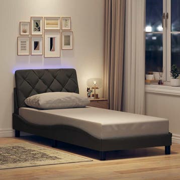 vidaXL Bedframe met LED zonder matras 90x200 cm stof, 90 cm, Eenpersoons, Verzenden, Nieuw
