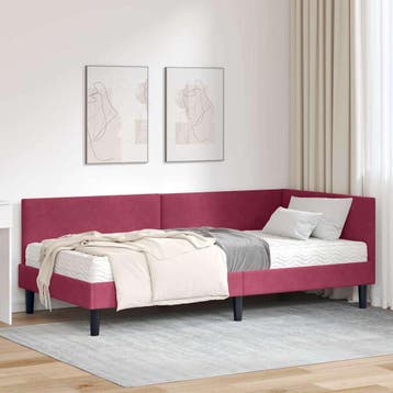 vidaXL Hoekbedframe met Matras Anders 2 st Groen Fluweel, Verzenden, Nieuw, Rood, Stof