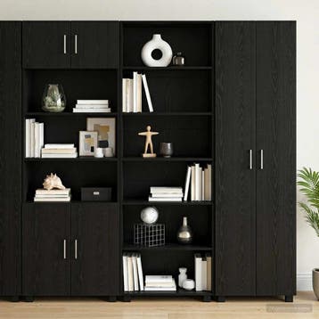 vidaXL Dressoir Zwart eiken 70 x 41 x 185 cm Bewerkt hout, Verzenden, Nieuw, Overige houtsoorten, Minder dan 50 cm