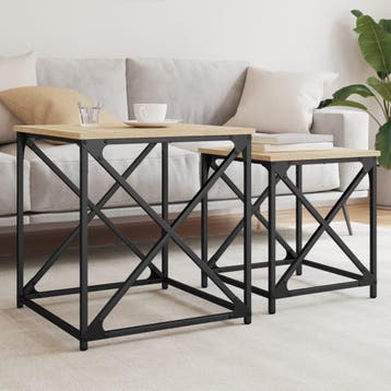 vidaXL 2-delige Tafeltjesset bewerkt hout sonoma, Huis en Inrichting, Tafels | Salontafels, Verzenden, Nieuw, Overige houtsoorten