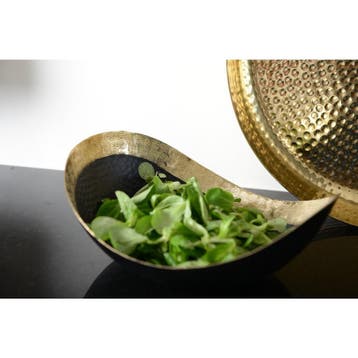 Saladekom zwart metaal met gouden rand 28X21CM, Verzenden, Nieuw