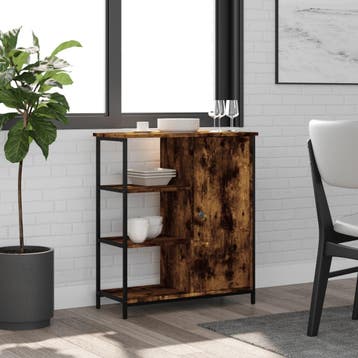 vidaXL Dressoir 70x30x80 cm bewerkt hout gerookt, Verzenden, Nieuw, Overige houtsoorten, Minder dan 50 cm