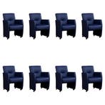 Set van 8 Leren eetkamerstoelen Pleasure - Hermes Kobalt, Huis en Inrichting, Stoelen, Ophalen of Verzenden, Nieuw, Leer