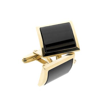 Gouden manchetknopen met onyx., Ophalen of Verzenden, Gebruikt, Goud