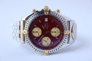 Horloge Breitling Chronomat Bordeaux met UTC, Staal, Gebruikt, Staal, Breitling