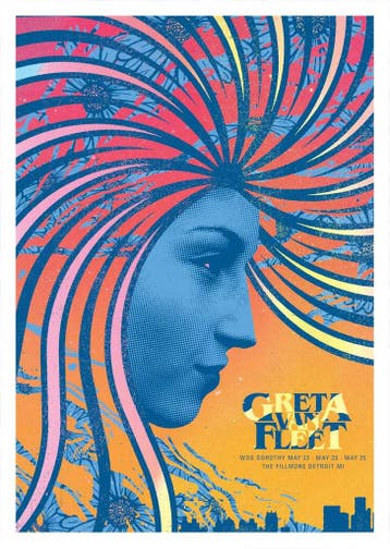 Posters - Poster Greta van Fleet - The Filmore Detroit, Verzenden, Zo goed als nieuw
