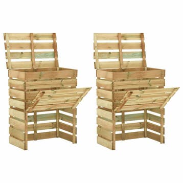 vidaXL Latten tuincomposter 2 pcs Groen 110 x 58 x 113 cm, Tuin en Terras, Verzenden, Nieuw