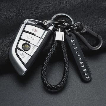 Trendy Leren Telefoonnummer Sleutelhanger voor Heren - Anti-, Verzenden, Nieuw