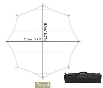 Extra Grote Octagon Tarp 510x510 cm Waterdicht Zonnescherm, Verzenden, Nieuw