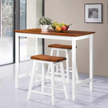 vidaXL 3-delige Bartafel en -krukkenset massief hout, Verzenden, Nieuw