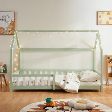 Kinderbed Hesel huisbed met matras en uitvalbeveiliging 90x2, Verzenden, Nieuw