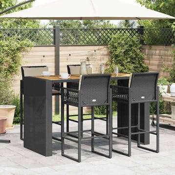 vidaXL 5-delige Tuinbarset met kussens poly rattan acacia, Verzenden, Nieuw, 4 zitplaatsen