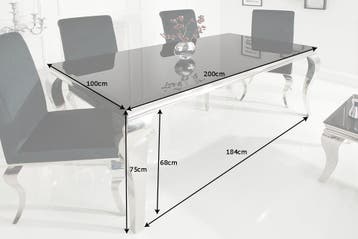 Eettafel Modern Barok 200cm zwart/ 37356, Huis en Inrichting, Tafels | Eettafels, Ophalen of Verzenden, Nieuw