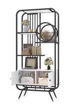 Metalen Opbergkast – Zwart Wit Kast met Planken 80×30×180 cm, Huis en Inrichting, Kasten | Boekenkasten, Verzenden, Nieuw