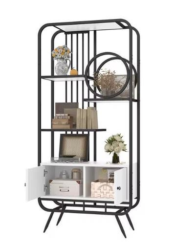 Metalen Opbergkast – Zwart Wit Kast met Planken 80×30×180 cm, Huis en Inrichting, Kasten | Boekenkasten, Verzenden, Nieuw