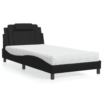 vidaXL Bed Viana met matras kunstleer zwart 100x200 cm, Overige materialen, 100 cm, Eenpersoons, Verzenden