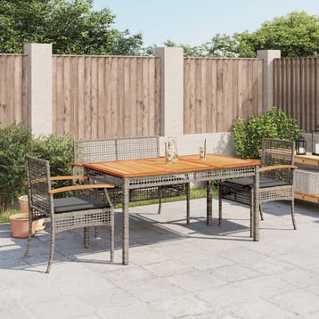 vidaXL 4-delige Tuinset met kussens poly rattan grijs, Verzenden, Nieuw, 4 zitplaatsen, Tuinset