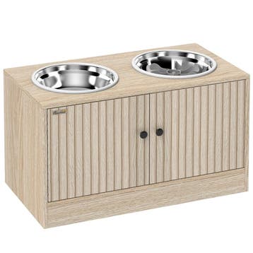 Hondenvoerstation Met 2 Roestvrijstalen Kommen, Kast Voor Ke, Diversen, Verzenden, Nieuw