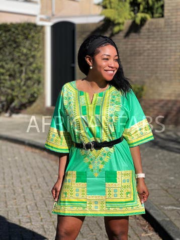 Lemon Groen Dashiki Shirt / Dashiki Jurk - Afrikaans shirt -, Ophalen of Verzenden, Nieuw