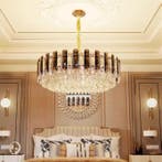 Kristallen Kroonluchter 80 cm –Luxe Gouden Plafondlamp Hotel, Huis en Inrichting, Lampen | Hanglampen, Verzenden, Nieuw