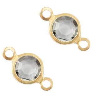 2x Bedels DQ metaal tussenstuk crystal glas rond 6mm Gold..., Ophalen of Verzenden, Nieuw, Tussenstuk of Tussenkraal