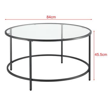 Salontafel Kouvola rond glas en metaal 45,5xØ84 cm zwart, Huis en Inrichting, Tafels | Salontafels, Verzenden, Nieuw