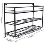 Industriële Wand Wijnrek met Glashouders – 3 Lagen Metaal, Verzenden, Nieuw