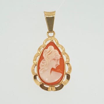 Zonder minimumprijs - Hanger - 14 karaat Geel goud - Camee, Sieraden, Tassen en Uiterlijk, Antieke sieraden