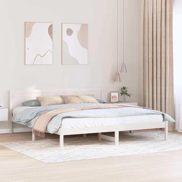 vidaXL Bedframe Wit 200 x 200 cm Massief grenenhout, Verzenden, Wit, Hout, Nieuw