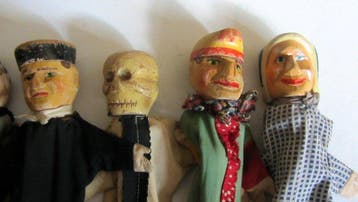 Figuur - Set antieke houten handpoppen (5) - Hout, Textiel,