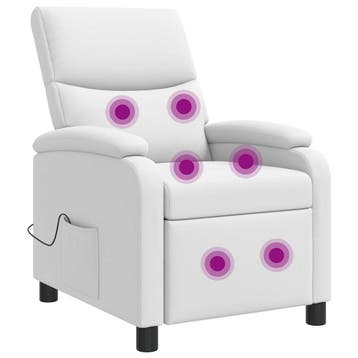 vidaXL Massage Recliner Wit Kunstleer, Verzenden, Nieuw