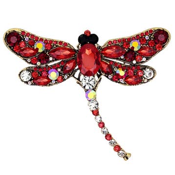 Fako Bijoux - Broche - Libelle - XXL - 67x94mm - Rood, Verzenden, Nieuw