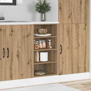 vidaXL Onderkast Riga 40x44,5x81,5 cm bewerkt hout, Huis en Inrichting, Keuken | Keukenelementen, Verzenden, Nieuw, Bruin