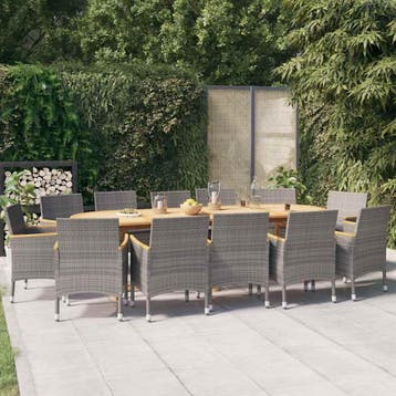 vidaXL 13-delige Tuinset met kussens grijs, Tuin en Terras, Tuinsets en Loungesets, Verzenden, Nieuw, 2 zitplaatsen, Tuinset
