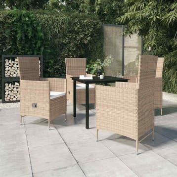 vidaXL 5-delige Tuinset met kussens beige, Verzenden, Nieuw, 4 zitplaatsen, Tuinset