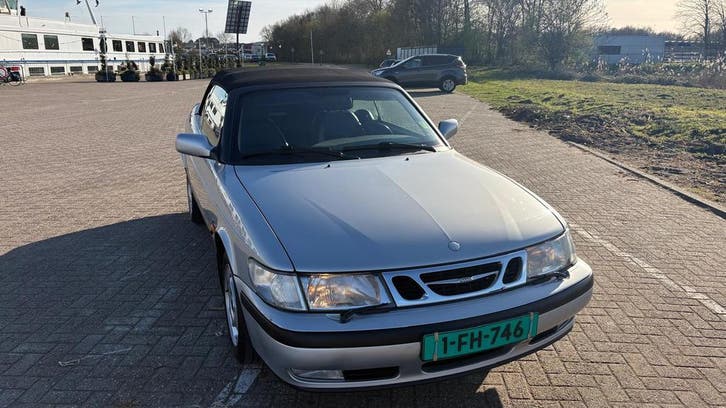 Saab 9-3 2.0 T Cabrio 2000 Grijs, Auto's, Voorwielaandrijving, Gebruikt, Zwart, Cabriolet