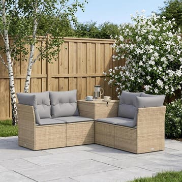 vidaXL Bankstel 5 st Beige en Licht Grijs Poly Rattan en, Verzenden, Nieuw