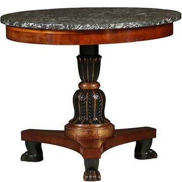 Grote Empire gueridon of bijzettafel met geaderd marmer blad, Ophalen of Verzenden