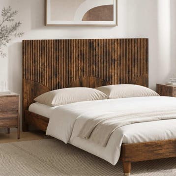 vidaXL Wandgemonteerd Hoofdeinde HOORN Gerookt eiken Bewerkt, Verzenden, Nieuw, Bruin, Hout