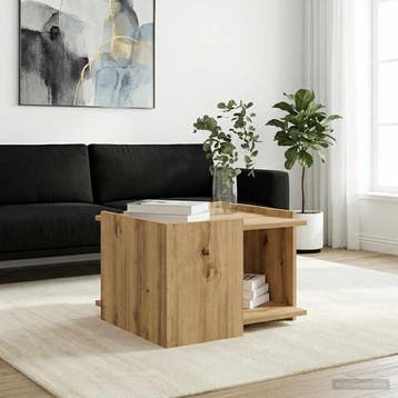 vidaXL Salontafel Artisanaal eiken 50,5 x 50 x 33 cm Bewerkt, Verzenden, Nieuw, Overige houtsoorten, 50 tot 100 cm