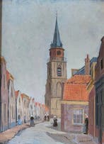 Jacob E. Paans (1876–1972) - Dorpsgezicht van Scheveningen, Antiek en Kunst, Kunst | Schilderijen | Klassiek